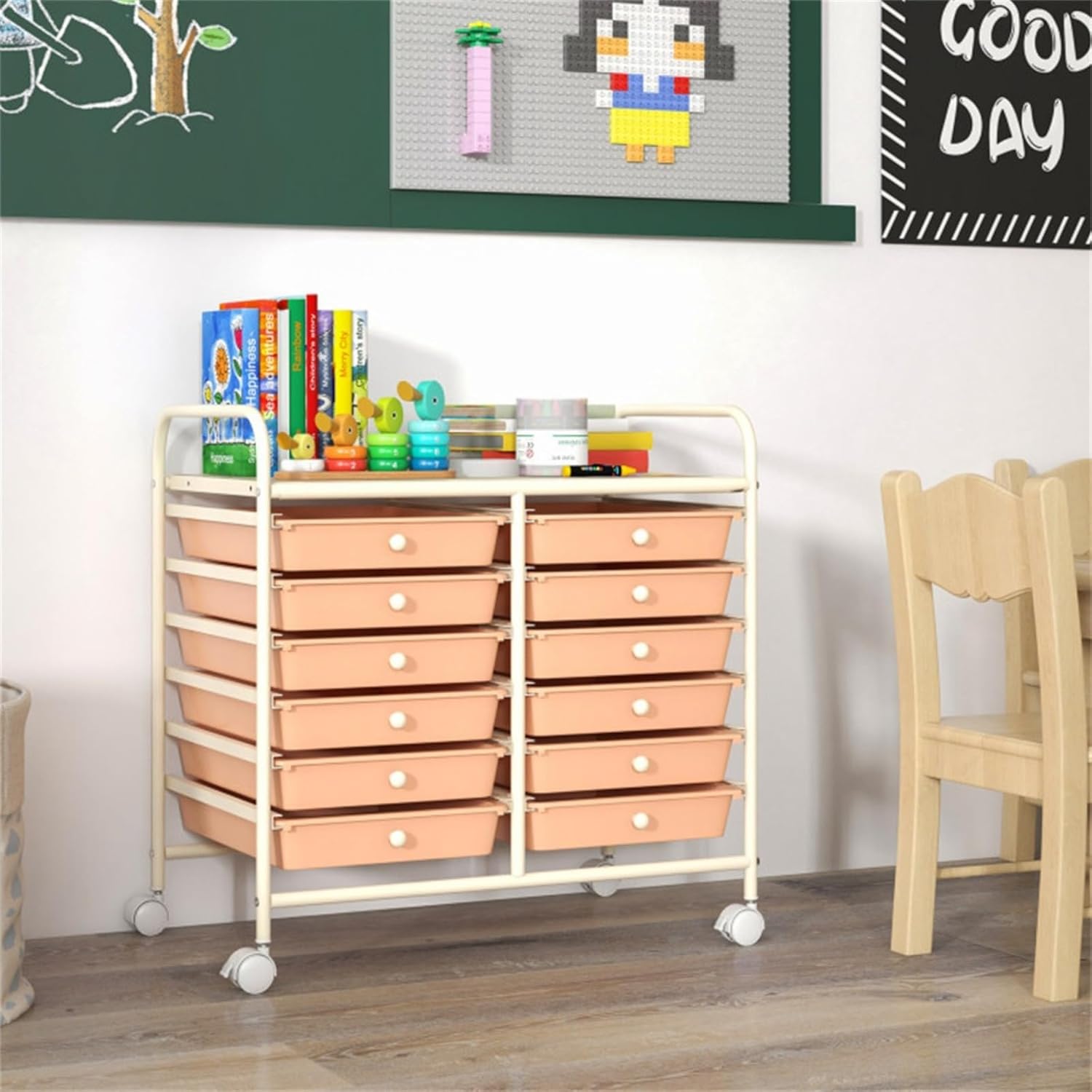 Rolling Storage Cart With Drawers 12 Drawer Craft Organizer Mobile Cart For Art Supplies Home Office Storage Unit With Wheels And Brake