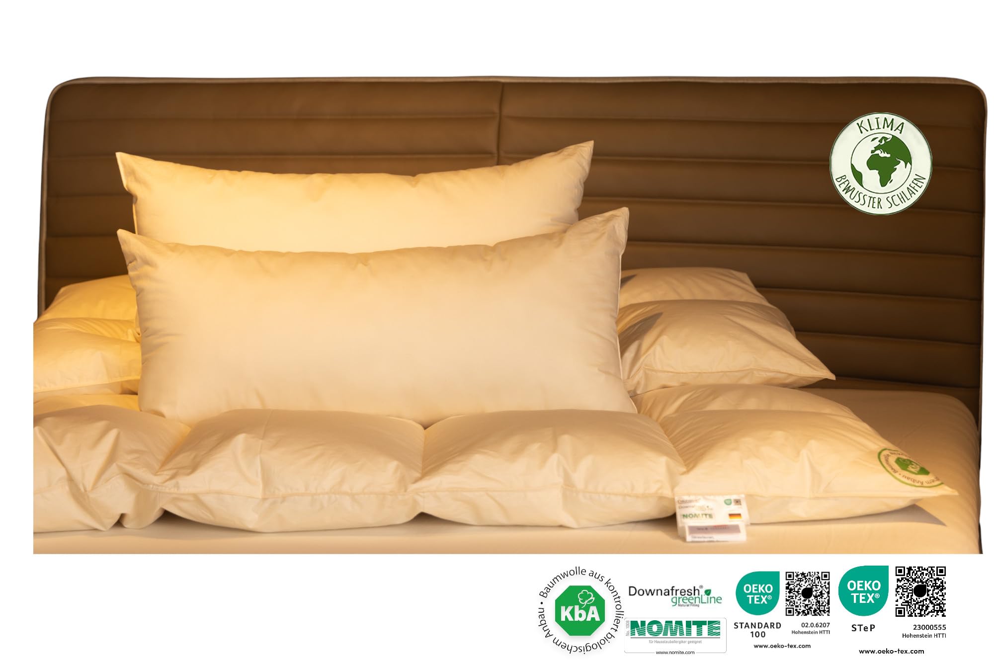 Bio-Luxe-KBA Daune Kissen Organic GÄNSE Deutsche Qualitat alle Größen 30% Daune (80x80cm MITTELFEST)