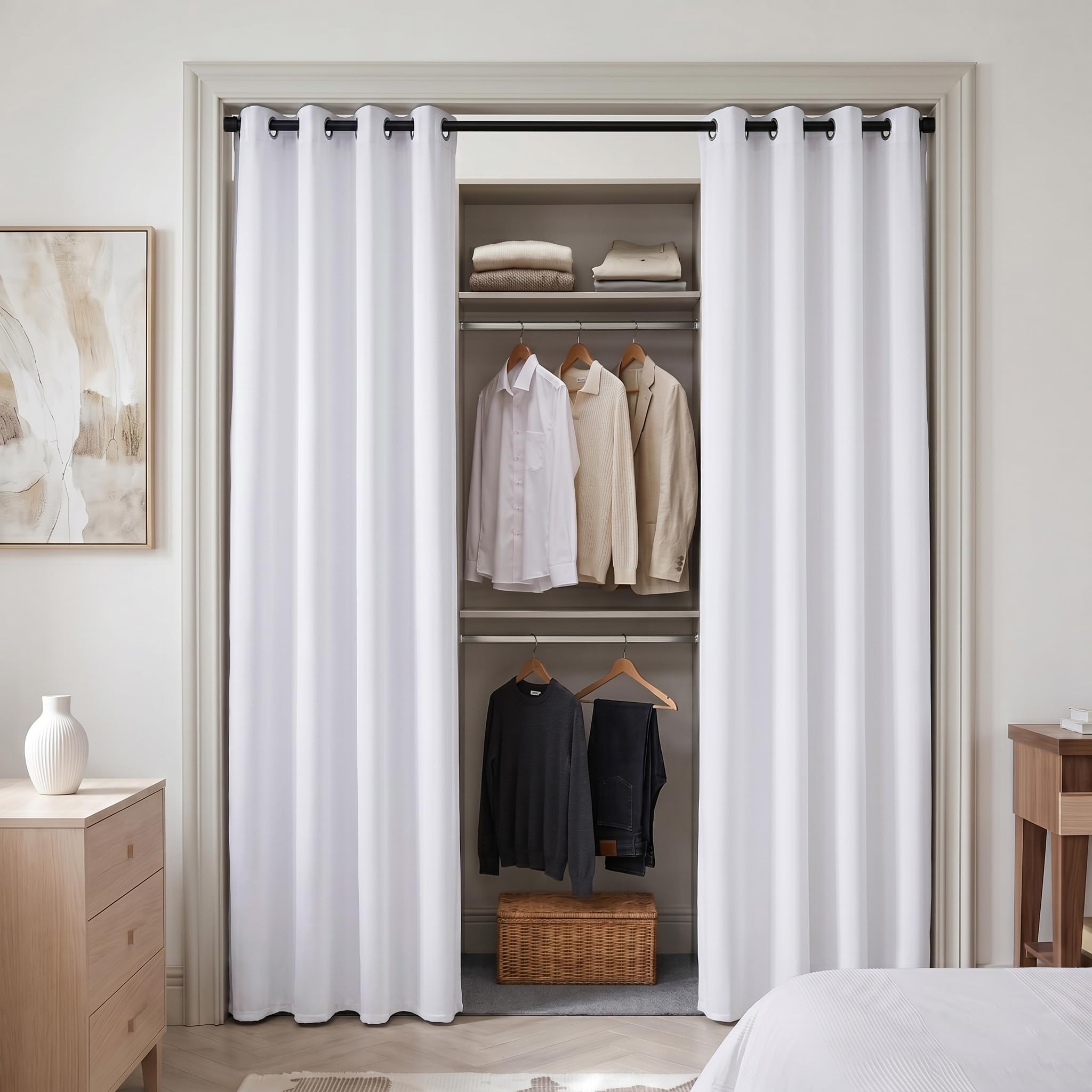 XTMYI 2 Pack Doorway Curtain 42" W x 80" L, Alternative Folding Accordion Doors Interior for Closet, White — image 1