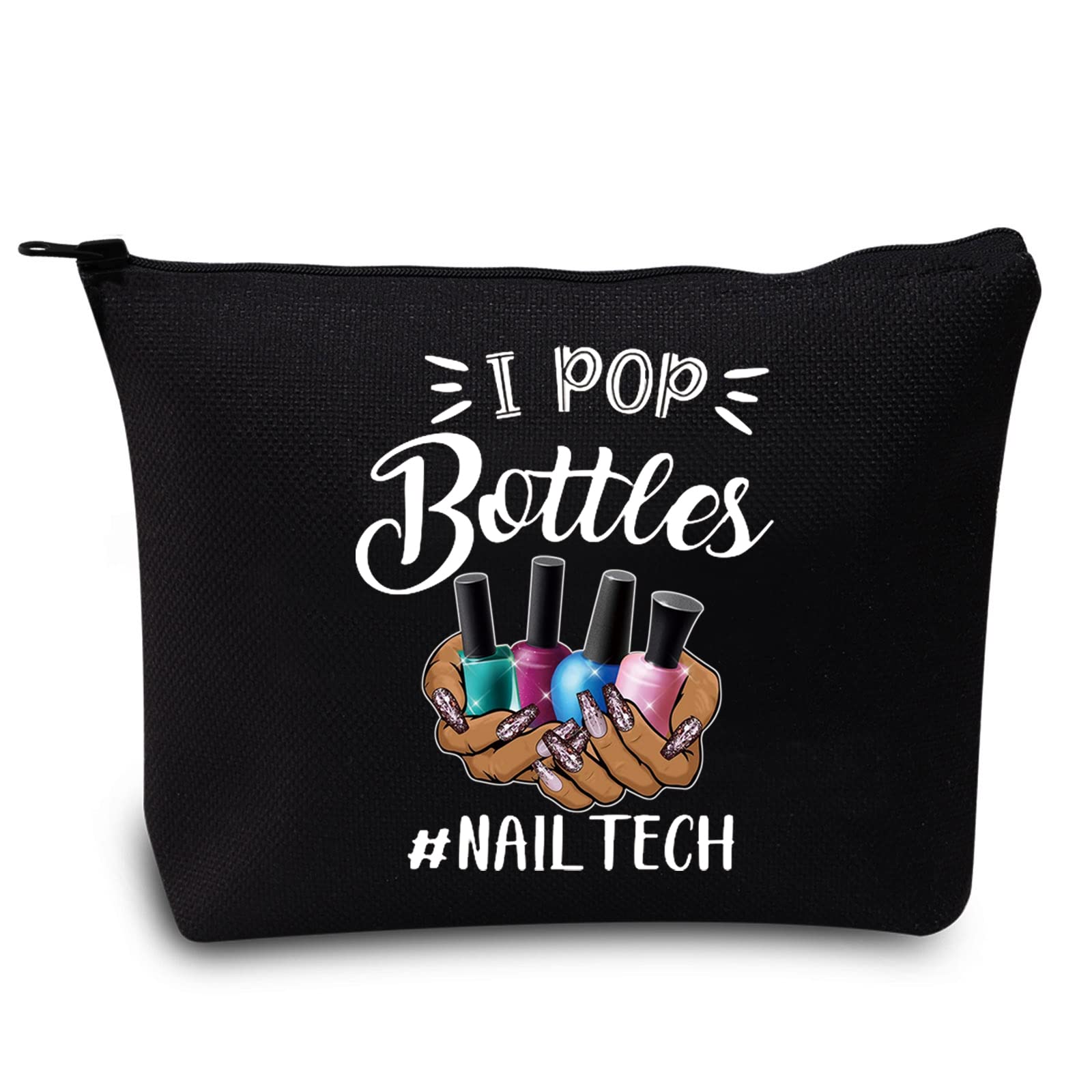 LEVLO Nail Technician Cosmetic Bag Manicurist Nail Tech Gift I Pop Bottles Nail Tech Make up Zipper Pouch Bag Nail Artist Gift