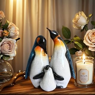 Cute Penguin Family Statues: Home Decor Bedroom Living Room Table Desk Ornaments Office Decorations for Shelf Party Birthday Unique Gifts for Mother Mom Grandma