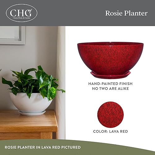 Miniatura 2 de Classic Home and Garden 9010D-376R - Maceta rosie de 10 pulgadas, color rojo lava