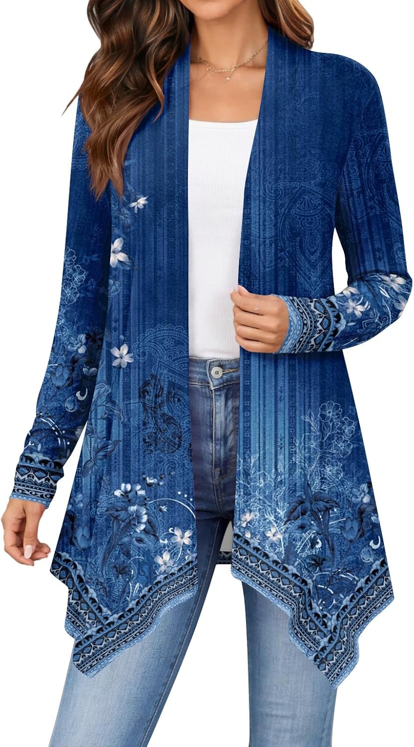 Zeagoo Womens Cardigan Long Sleeve Lightweight Cardigan Draped Open Front Loose Casual 2026 Fashion Clothing