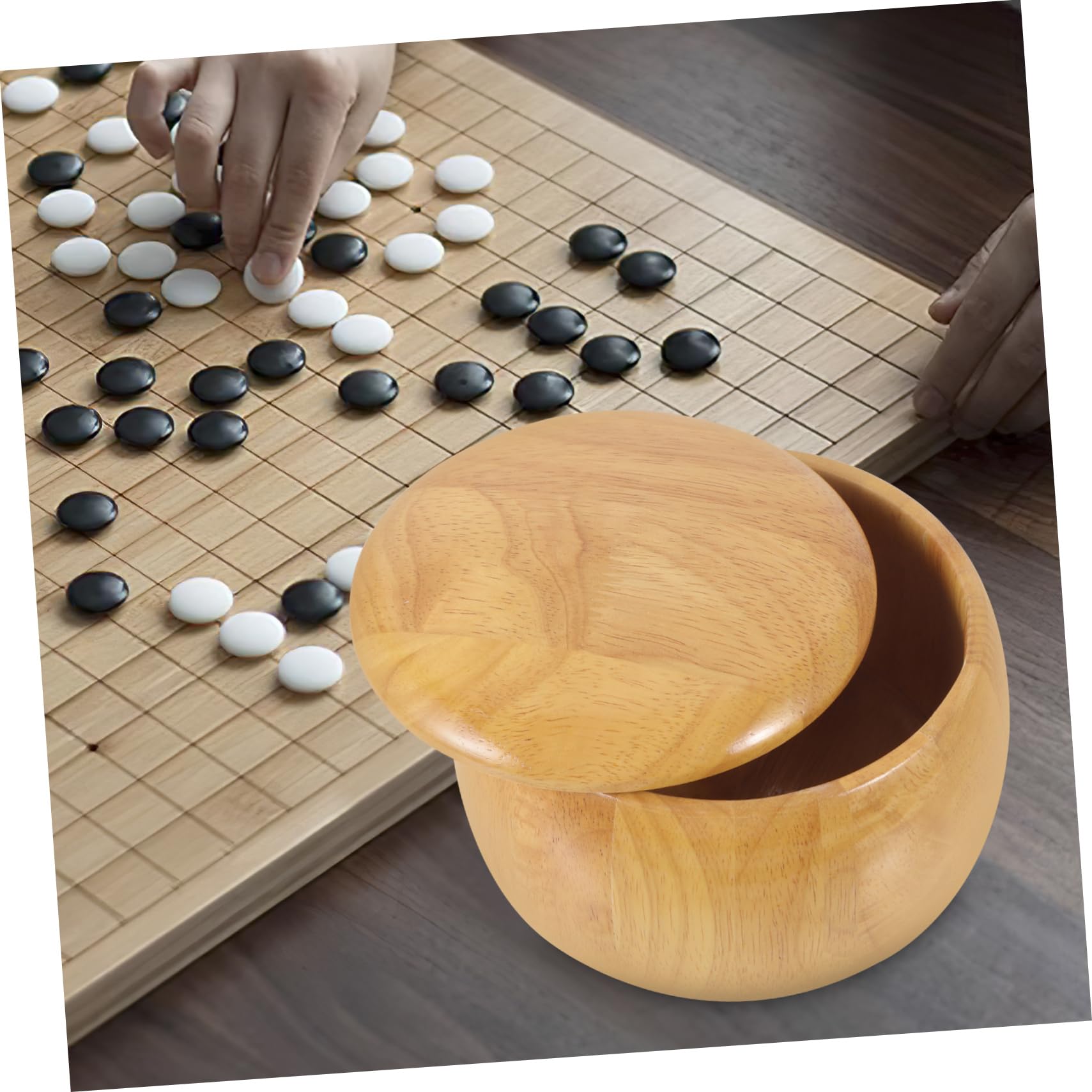 Conteneurs de Stockage en Bois Léger pour Pièces de Go, Lot de 2 Bols Portables Couleur Kaki, pour Salle de Jeu D'échecs à Domicile