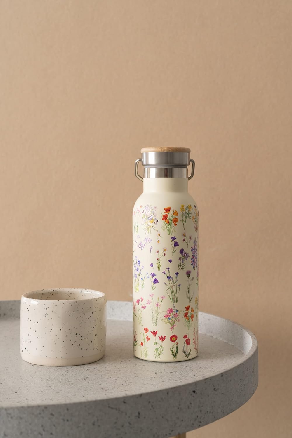 Kokonote Grupo Erik Metal Water Bottle 500ml / 17oz - Wild Flowers | Hot and Cold Water Bottle Stainless Steel, Cute Travel Bottles Gym | Flowers Gifts Under 20 Pounds