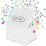 FETTIPOP Exploding Confetti Gift Box (Premium White) 7.1x5.5x4.3 inches KIT, Birthday, Party, Fathers and Mothers Day, Graduations, Anniversaries, Holidays, Any Occasion