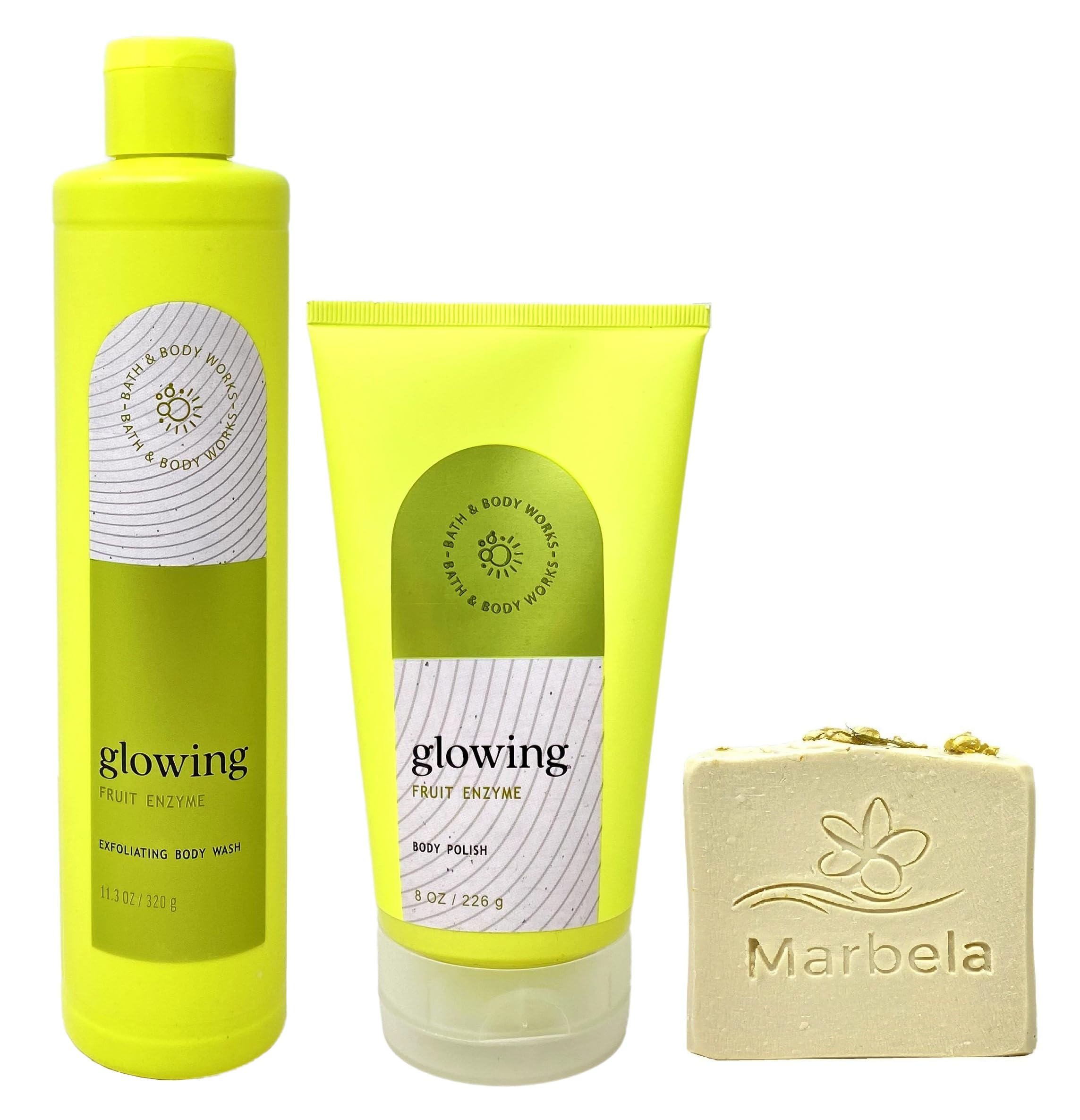 Bath Body Works Glowing With Fruit Enzyme Exfoliating Body Wash and Body Polish Duo Set with a Wild