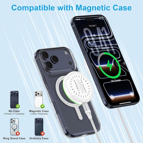25W ワイヤレス充電器 Samsung Galaxy S26FE用 磁気高速充電パッド