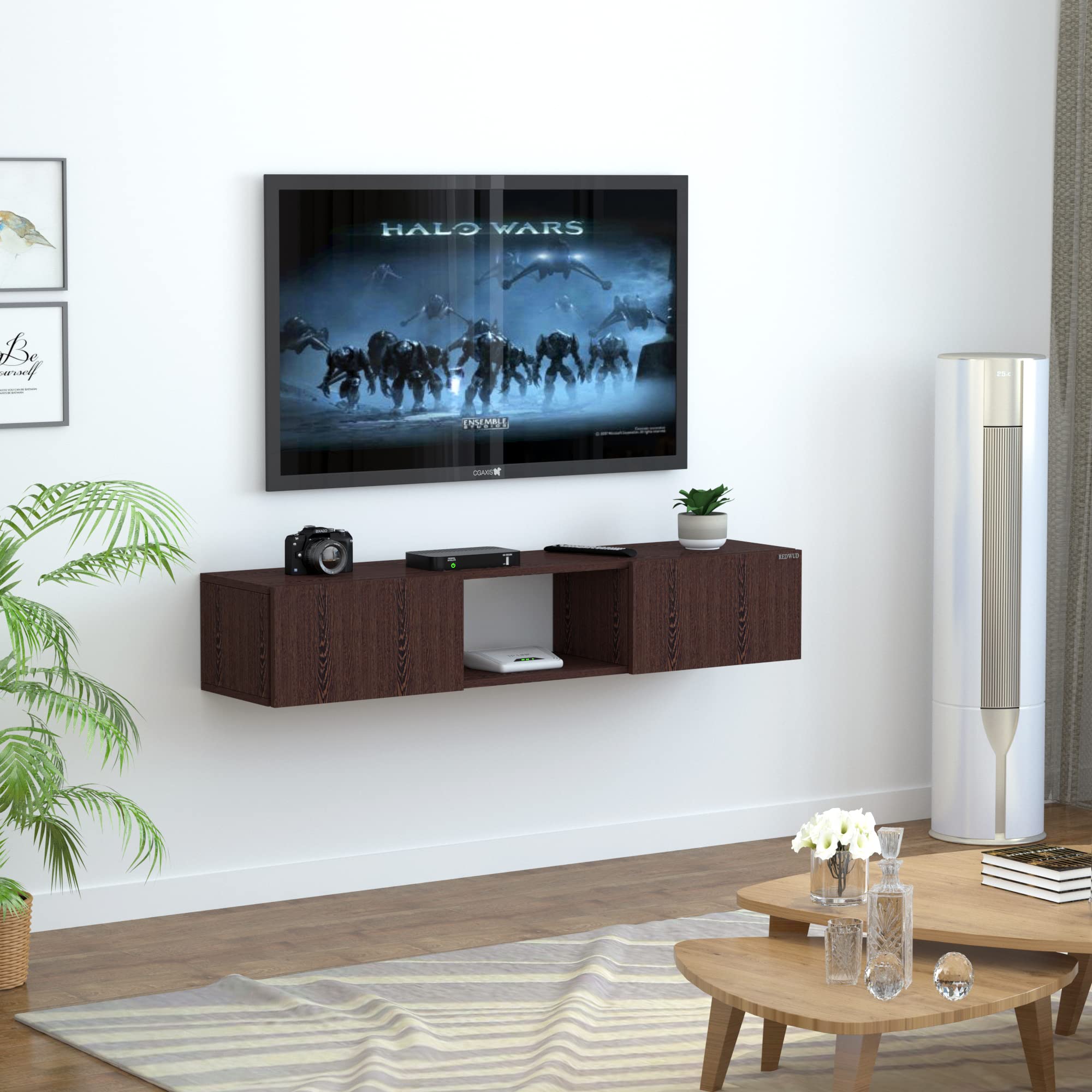 Redwud Darcy Engineered Wooden TV Entertainment Unit | TV Wall Unit | TV Stand | TV Cabinet for Living Room (Wenge) Matte Finish - Ideal for Upto 60" (D.I.Y)-image-2