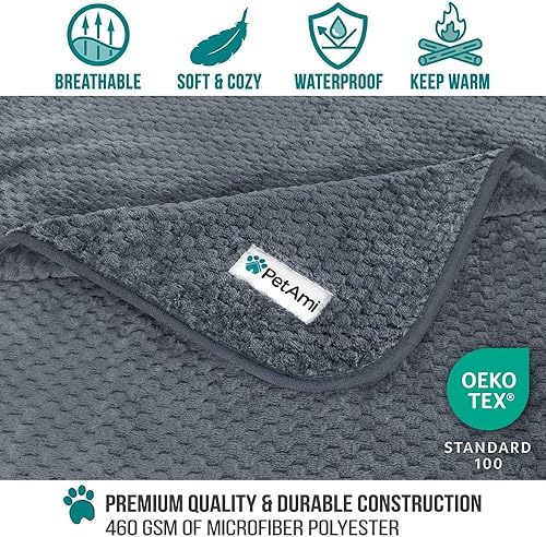 Miniatura 3 de PetAmi Manta impermeable para perro, manta XL a prueba de fugas para perros grandes, protector de muebles y sofá, manta de vellón para cama o jaula,