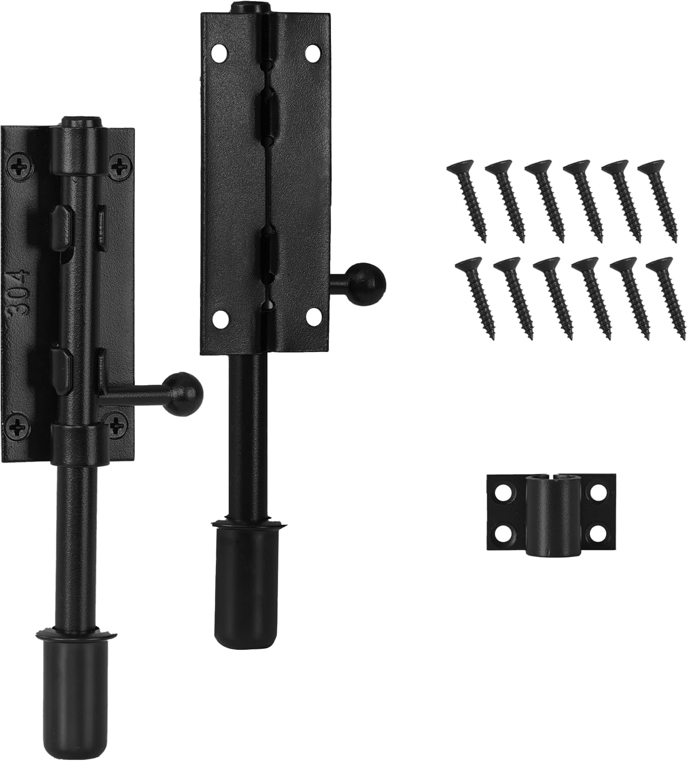 Barrel Bolt Latch Slide Bolt Latch Hardware 6.3 Inch Black Heavy Duty Gate Lock Solid 304 Stainless Steel Slide Lock for Outdoor Fence Wooden Gates Barn Door Cabinet Drawer Window(2 Pack)