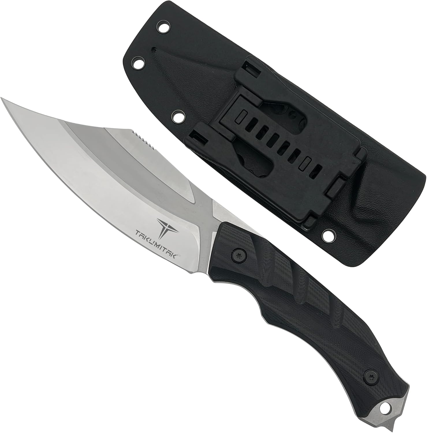 Tactical Knife Hunting Knife Survival Knife D2 Clip Point Blade G10 Handle Kydex Sheath Molle Clip Fixed Blade Knives Camping Accessories Camping Gear Survival Kit Survival Gear And Equipment Tactical Gear Hunting Gear EDC Knife EDC Gear 40161 (Stonewash TKF210SW)