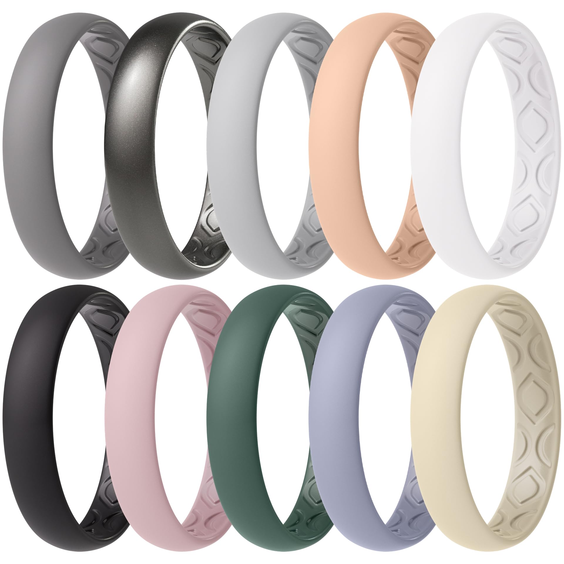 ThunderFit Women Breathable Silicone Bridal Rings Sets For Her, 4mm Wide