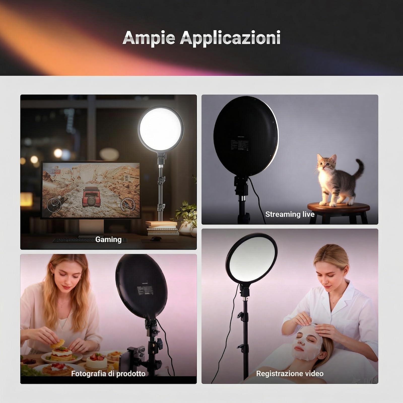 NEEWER BASICS Ring Light 10" con Treppiede 63”/Porta Telefono/Telecomando Compatibile con iPhone, Luce LED Bicolore Edge Lit a Schermo Intero 15W CRI95+ per Riprese Video Selfie Streaming Trucco, R10L