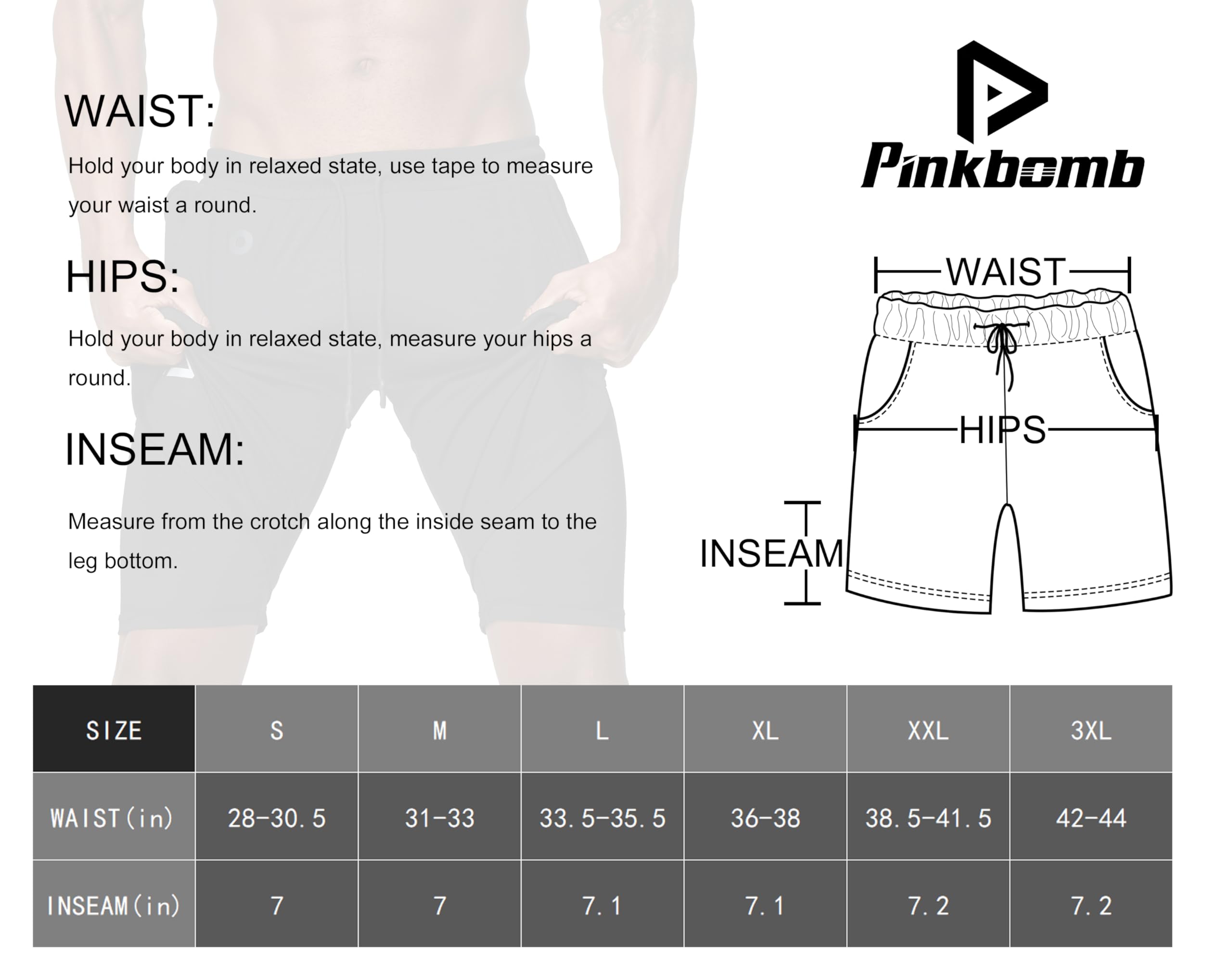 Pinkbomb Pantaloncini da uomo 2 in 1 per corsa, allenamento in palestra, ad asciugatura rapida e con tasca per cellulare