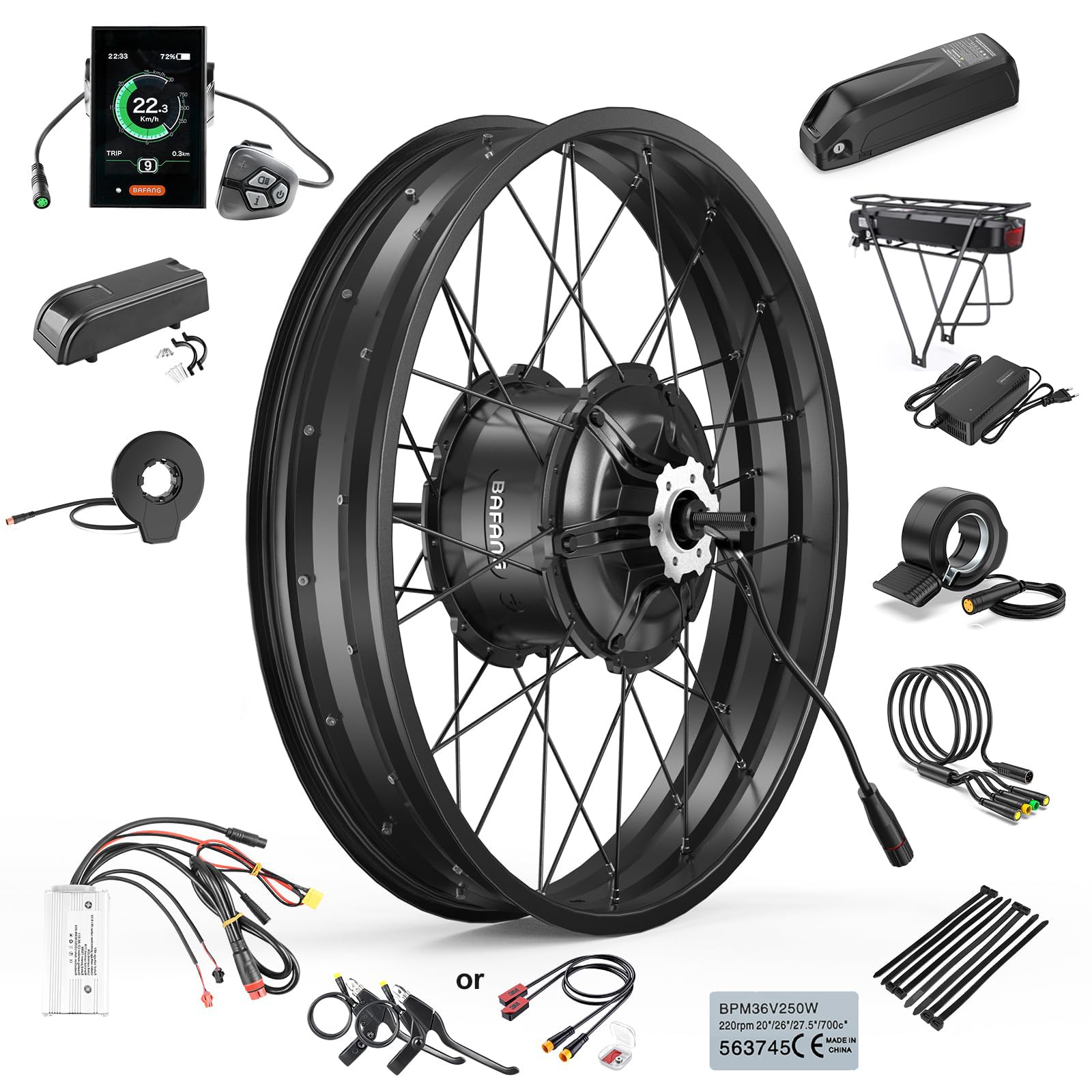 1000W Rear Hub Motor, G062 20x4 26x4 Fat Tire Ebike Conversion Kit