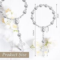 Vista 2 de Sasylvia 30 piezas de recuerdos de bautismo, mini placa de rosario, cuentas de rosario de bautismo con cruz y 30 bolsas de organza para primera