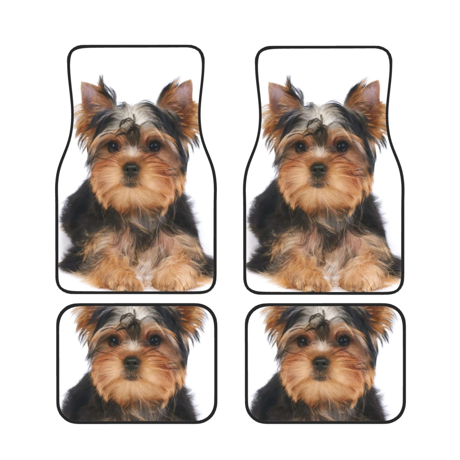 Yorkshire Terrier liegt auf Weiß, 4er-Set Auto-Fußmatten, Neopren-Fußmatten für Fahrzeuge, rutschfeste Auto-Fußmatten, Autozubehör