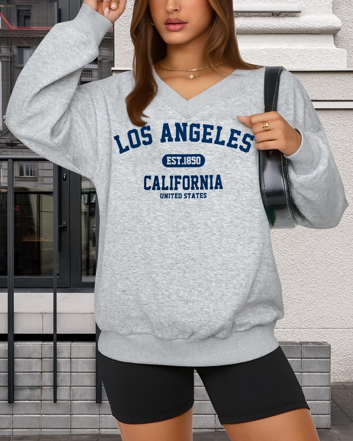 MYHALF Oversized Sweatshirt Women Crewneck Shirt: Long Sleeve Graphic Sweater Cute Letter Print Soft Pullover Tops Loose Fit - Image 3