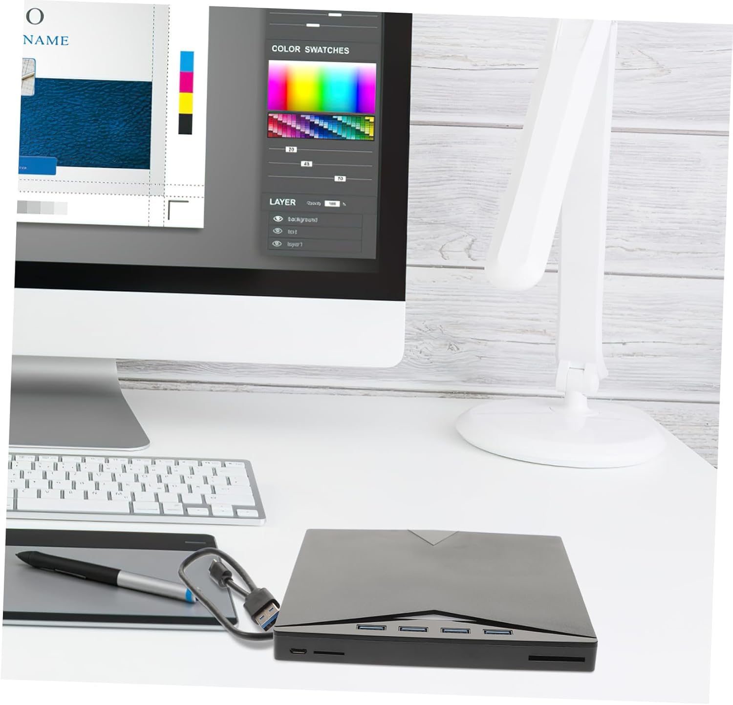 External USB DVD Cd Drive Portable Optical Disk Writer for Laptop and Desktop Slim Design with Fast Data Reading Compatible with Windows and