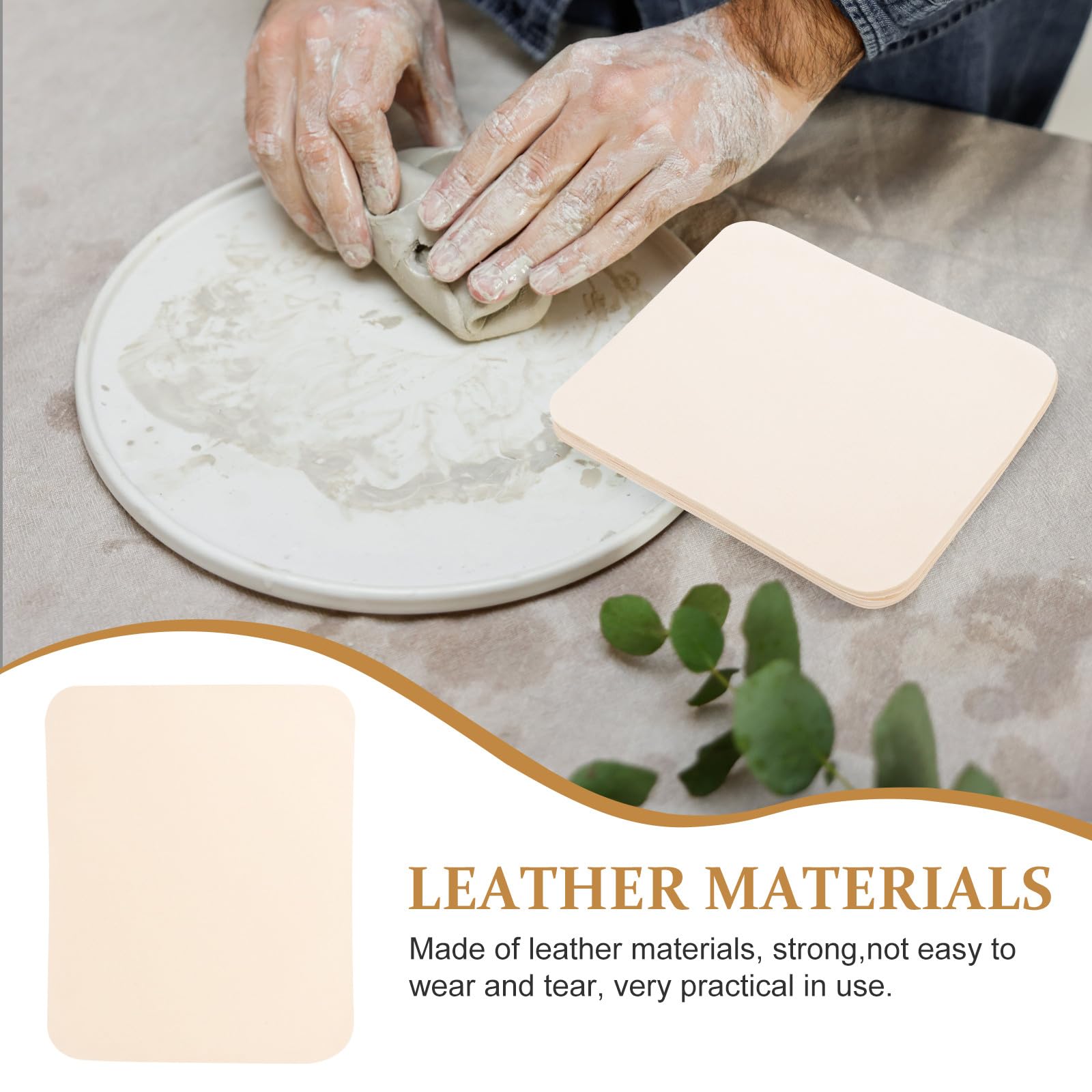BESTYASH 100 Hojas de Tela de Cerámica Absorbente de Cuero Beige para Manualidades Diy, Herramienta Portátil Adecuado para Alisar y Moldear Barro
