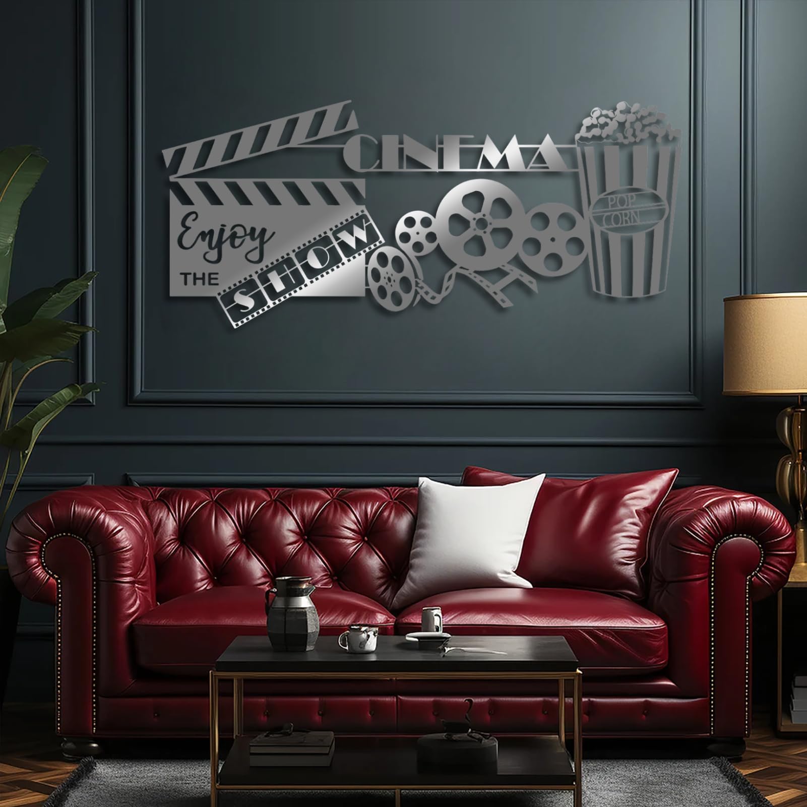Metalowa rolka filmowa dekoracja ścienna inspirowana kinem metalowa sztuka ścienna kino domowe dekoracja ścienna do salonu medialnego biura czarny 24 dł. x 10 W