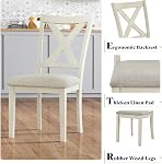 Jocisland 6-Piece Farmhouse Dining Table Set, 71” Solid Wood Table, 4 Upholstered Chairs and Bench, Rustic White and Walnut Finish, Seating for 6, for Kitchen or Dining Room