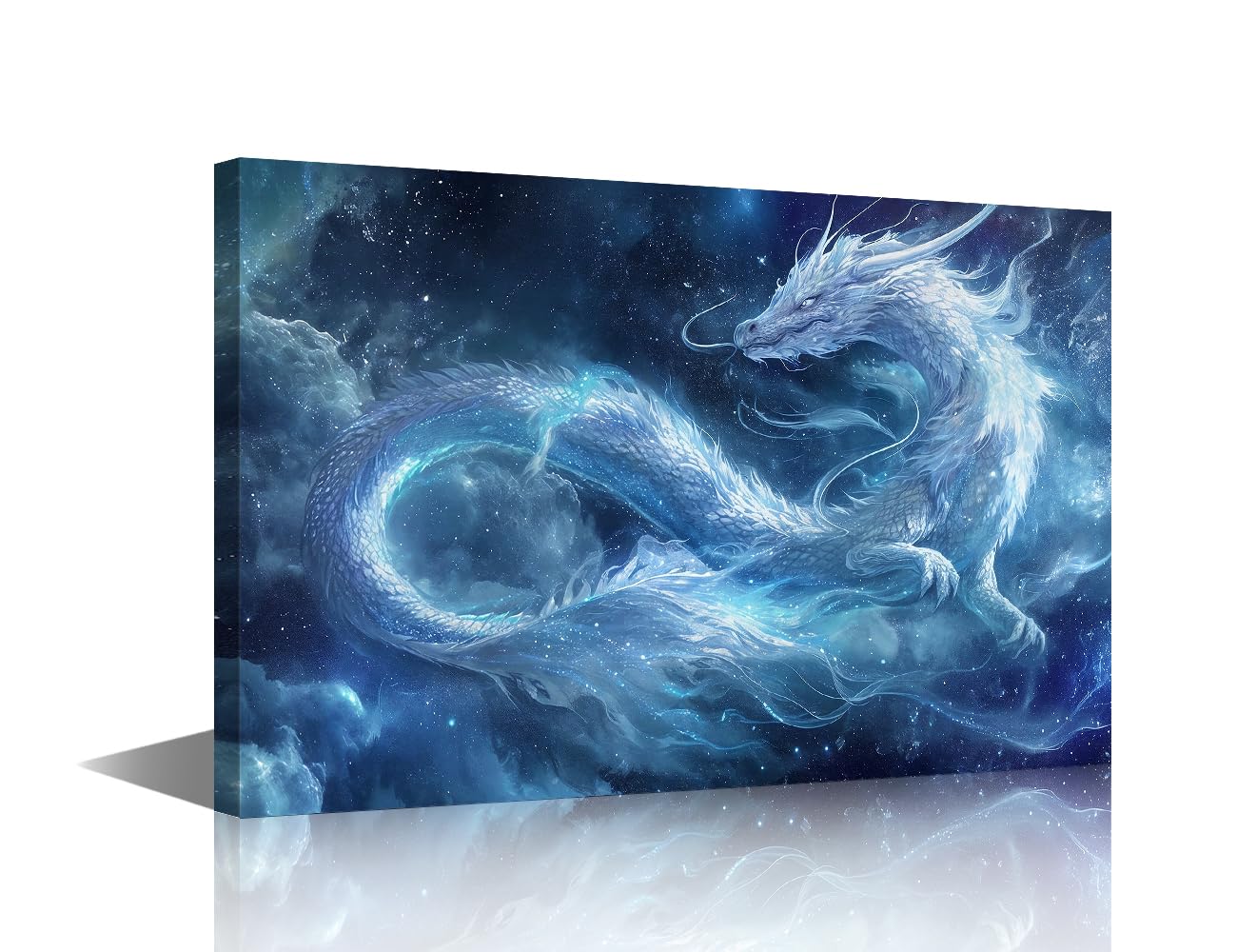 TISHIRON Canvas Art Wall Decor Flying Dragon Bedroom Wall Art Pictures for Living Room Fantasy Dragon Wall Painting Universe Galaxy Modern Wall Art Stretched Framed Ready to Hang 12x8in — image 1