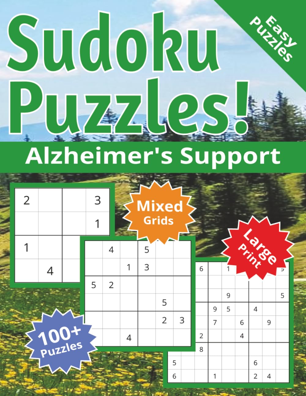 Sudoku Puzzle Book: Large Sudoku Puzzles for Alzheimer's sufferers | Help Calm the Mind, Relax and Focus | 6x9 inches, 110 pages | 50+ Easy Puzzles | Solutions Included