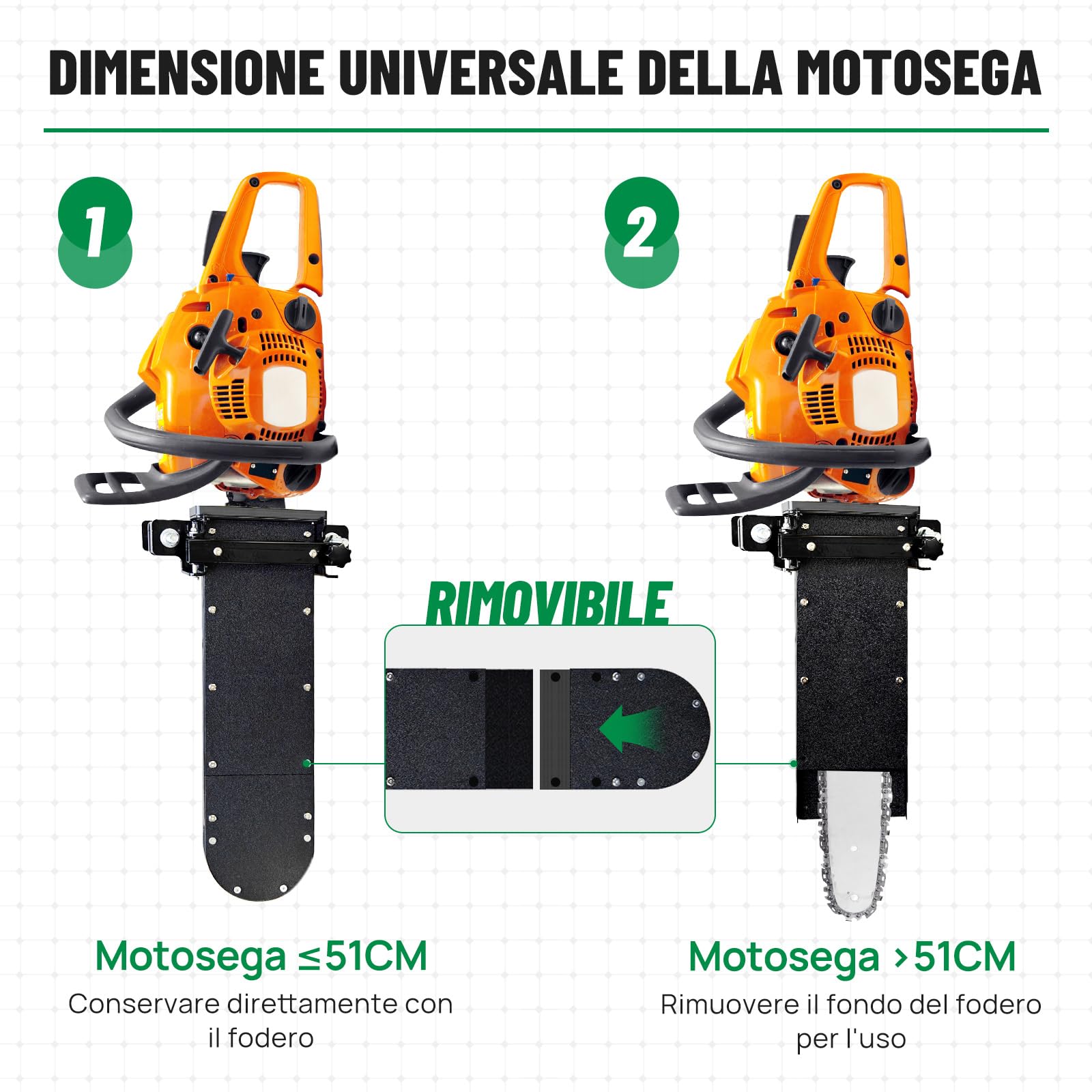 Zozen Supporto per motosega trattori，Adatto a tutte le dimensioni di sega | Supporto da 5,9kg per portellone ad apertura laterale+fodero per motosega; supporto per ATV/UTV; protezione dalle vibrazioni.