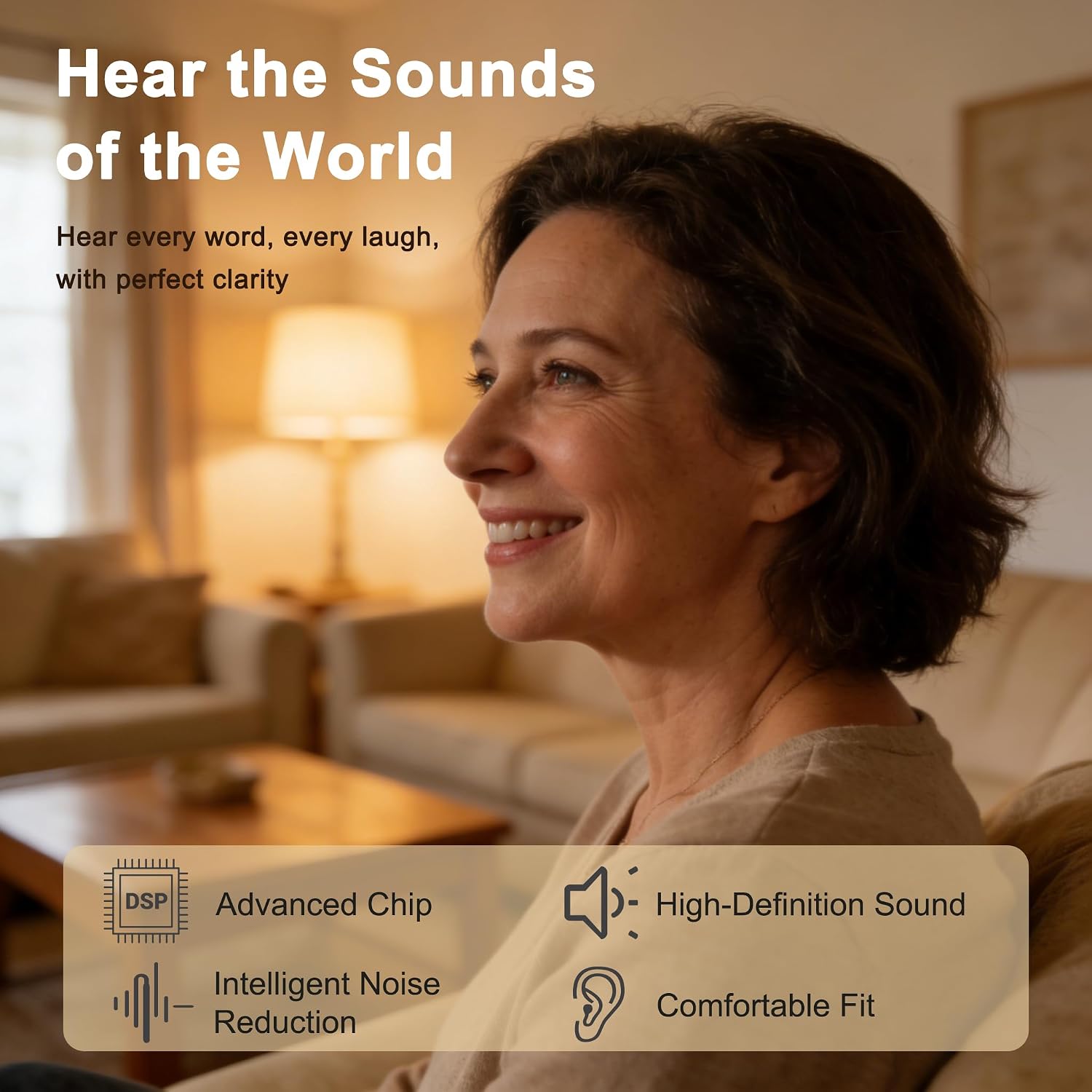 Hearing Aids, OTC Rechargeable Hearing Aids for Seniors & Adults with Hearing Loss, Clear Sound and Ultra-Comfort Fit, 80Hrs Long-Lasting Battery, 3 Sizes of Earbuds, Auto-On/Off