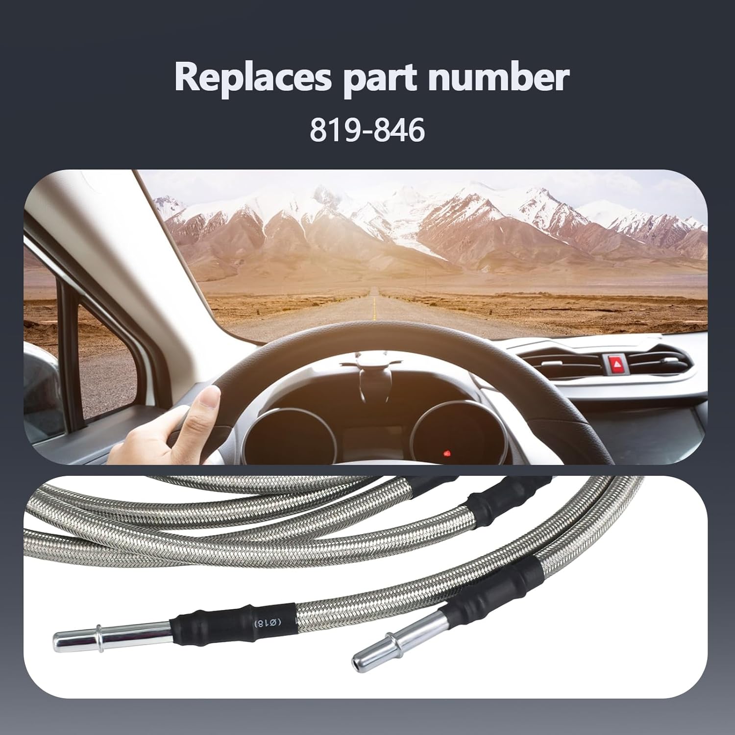 Flexible Stainless Steel Braided Fuel Line Compatible with Chevy Silverado 1500 2500 3500, GMC Sierra 1500 2500 3500 Replaces 819-846 15237136 15946200