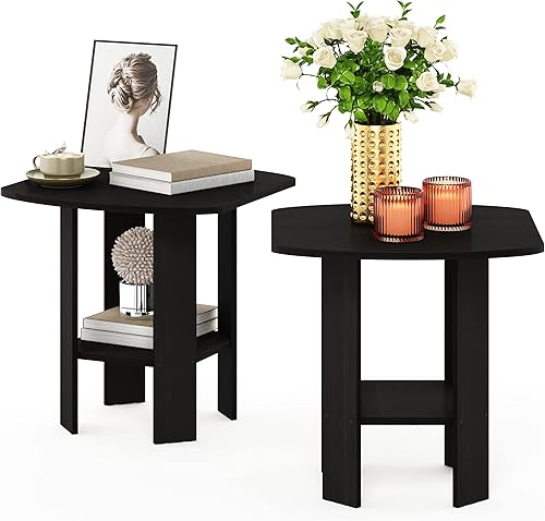 Miniatura 10 de FURINNO - Mesita auxiliar de diseño sencillo Roble Francés/Negro,Marrón oscuro,Espresso,Ámbar Pino/Negro,Negro Espresso,Columbia Nogal/Negro,Roble