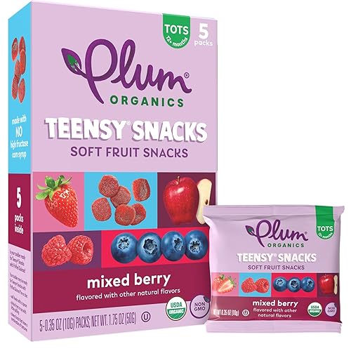 Miniatura 2 de Plum Organics Teensy Snacks Snacks orgánicos de frutas para niños pequeños, bayas, bolsas de 1,75 onzas (caja de 8)