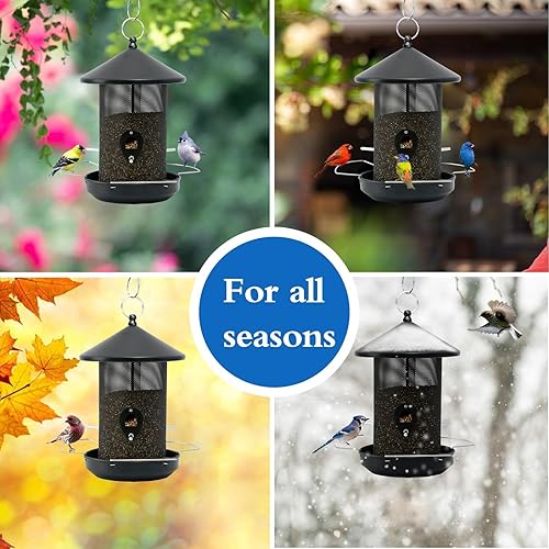 Miniatura 6 de Comederos grandes para pájaros para exteriores, comedero de metal de 12.6 pulgadas para colgar al aire libre con aspecto negro para decoración