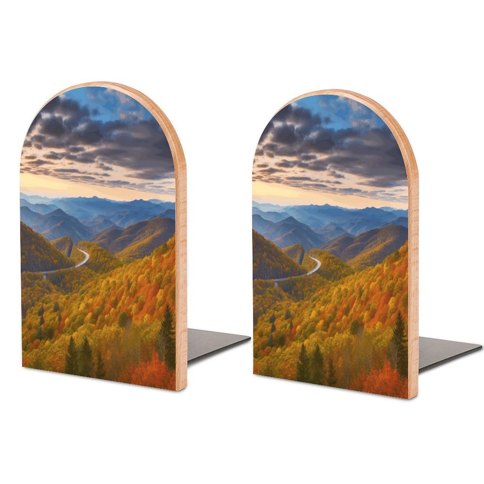 Sujetalibros para estantes Blue Ridge de madera con soporte decorativo