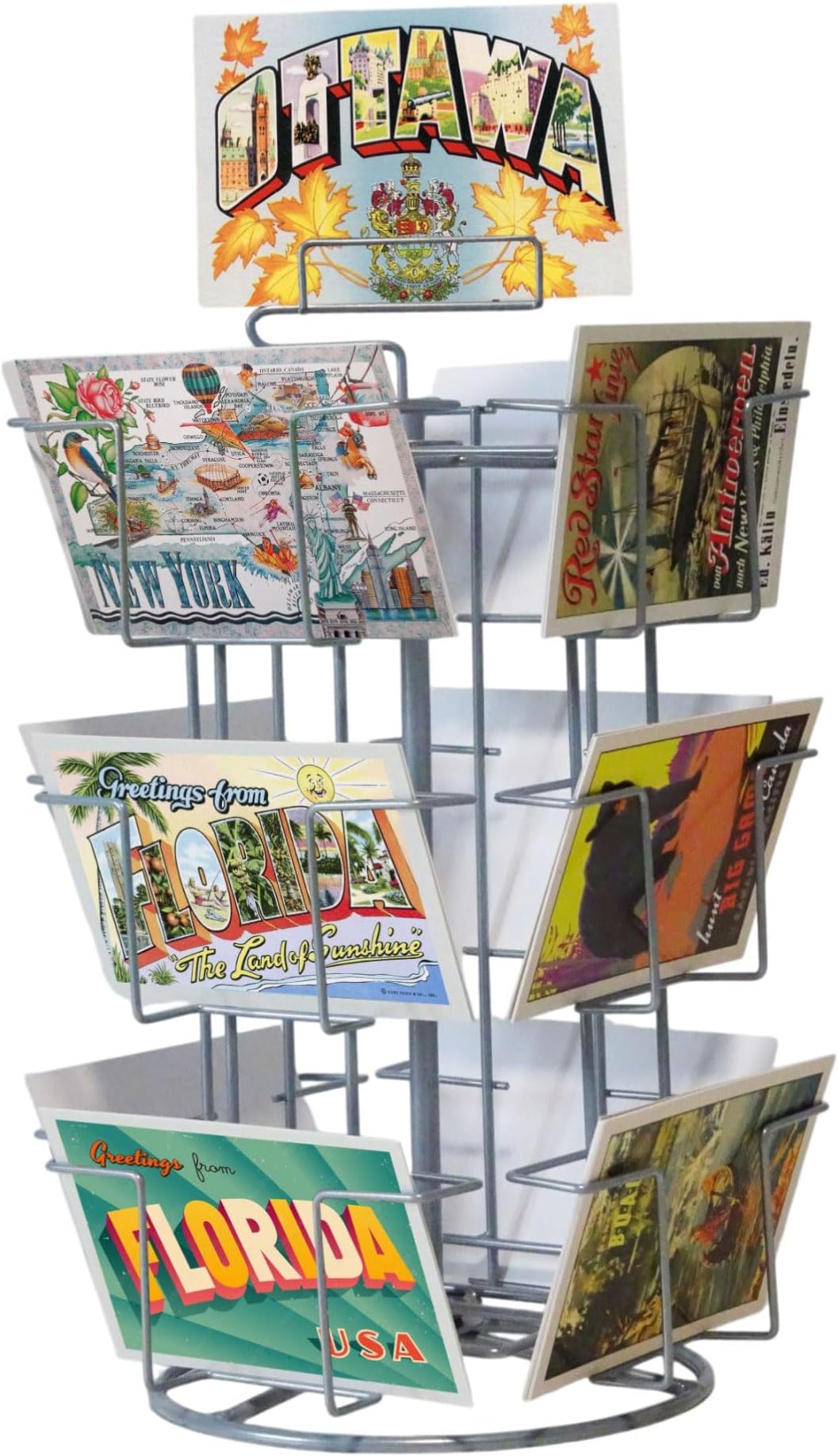 Gerso Counter postcard stand for greeting cards 12 pockets rotating 105x150 mm / 6"x4" - landscape format