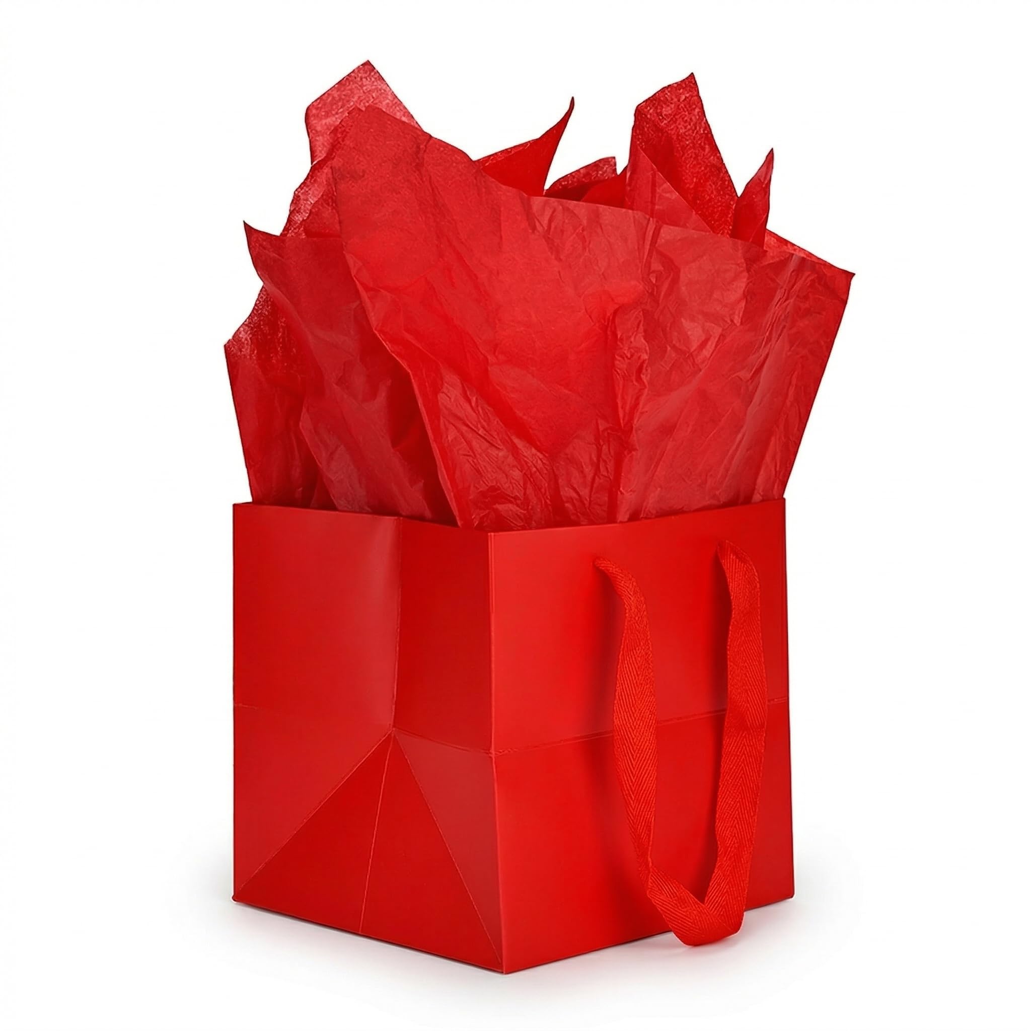 Papertide 4 Pack 6x6x6 inch Red Square Gift Bags with Tissue Ppaper
