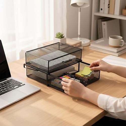 Miniatura 2 de Hanging Drawer Organizer for Closet, Steel Storage Basket with Pull-Out Design, Tool-Free Installation for Bedroom Wardrobe, Black, 38x25x12cm