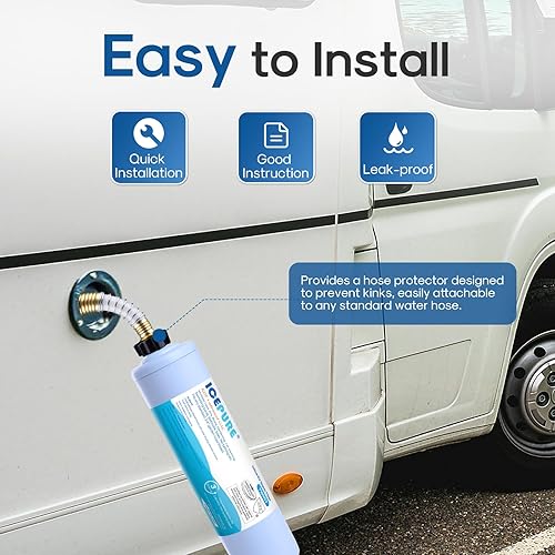 Miniatura 6 de ICEPURE Filtro de agua en línea para manguera en RV, jardín, piscina, cámper, barco marino para beber, lavado de autos, jardinería, plantación, spa,