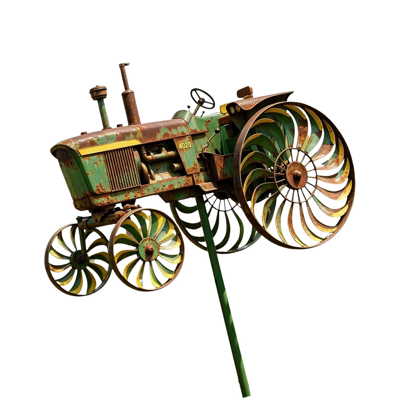 Aged Look Farm Equipment Windmill Outdoor Art Featuring Sturdy Iron Construction Rural Landscape Windmill Centerpiece