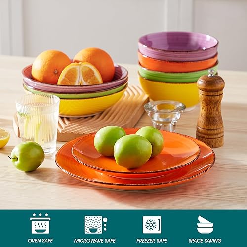 Miniatura 4 de vancasso Bonita Platos de Ensalada, Juego de Platos Pequeños para Cena Coloridos de 8.5 pulgadas, Juego de Platos de Postre de Cerámica para Servir