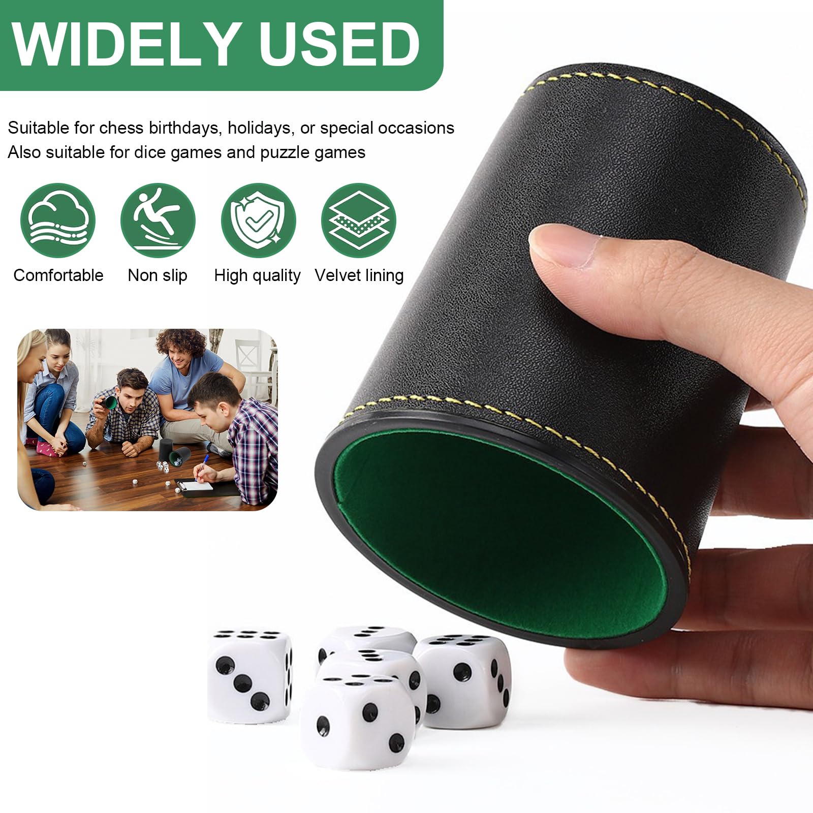5 Set di Bicchieri per Dadi in Pelle Tazze di Dadi in Pelle PU Set di Tazze per Dadi, Tazza di Dadi in Pelle con 25 Dadi Tazza Agitatore di Dadi