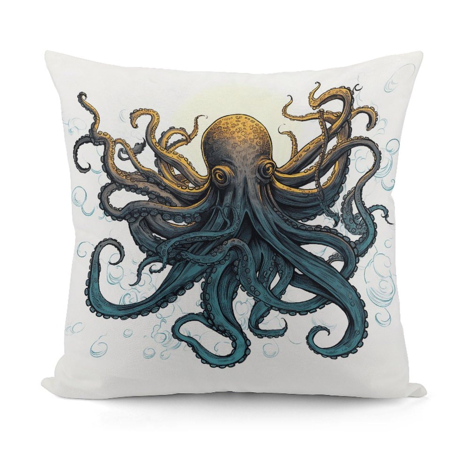 VstaDank Decorative Sun Ocean Octopus Throw Pillow Covers Luxury Soft Pillowcases Fluffy Plush Accent Pillow Cases Personalized Square Lumbar Pillows Shells for All Seasons 18" X 18"
