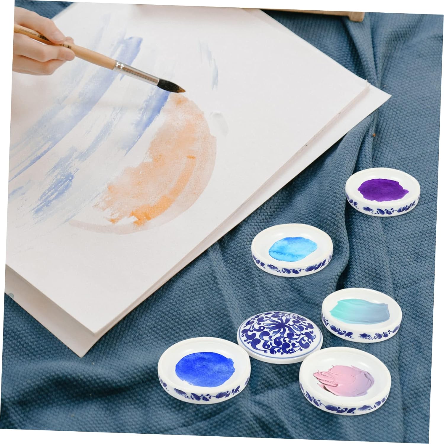 Homoyoyo 1Set Ceramic Watercolor Mixing Tray Paint Plate for Artists Students Color Mixing Board for Watercolor Painting Present for Painting Enthusiasts