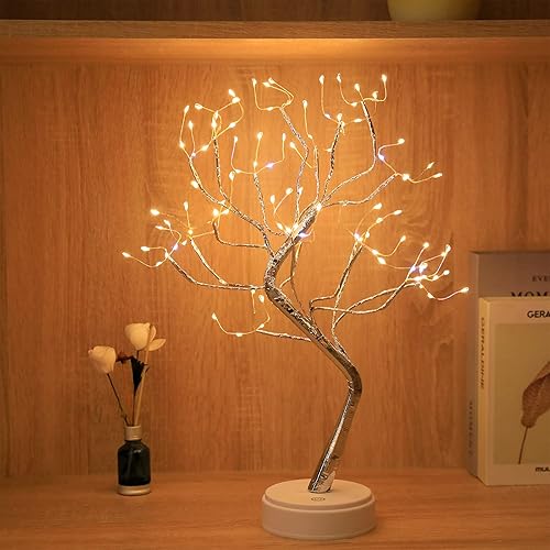 Luces de árbol bonsái de mesa, lámpara LED de árbol artificial para bricolaje, luz nocturna funciona con bateríaUSB para decoración de habitación,