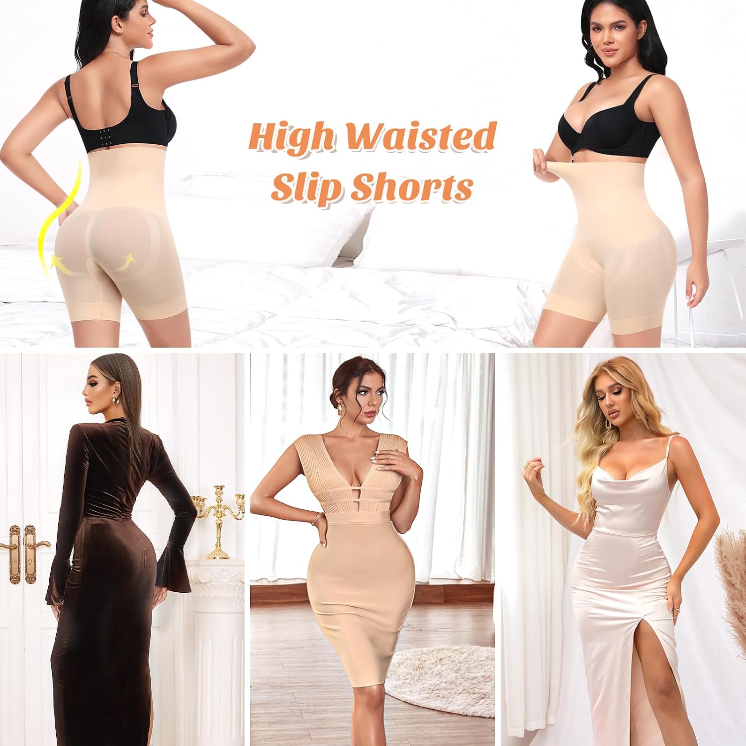 Werena Shapewear Shorts Tummy Control for Women High Waisted Body Shaper Underwear Slimming Slip Shorts Under Dresses