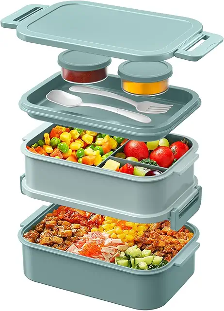 WayEee Bento Box Erwachsene 2130ml Auslaufsicher Brotdose Grün