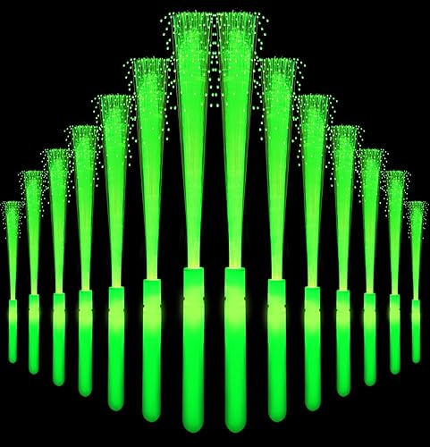 Paquete de 24 varitas de fibra óptica de brillo rojo a granel enormes varitas luminosas de 14.2 pulgadas con 3 modos de luz para Navidad, día de San
