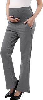 Alina Mae Maternity Work Pants Over The Belly Bootcut Dress Pants for Women | Professional Office Formal Wear, Pregnancy Outfit Clothes, Soft Comfortable, Adjustable Waist Extender, Front Pocket